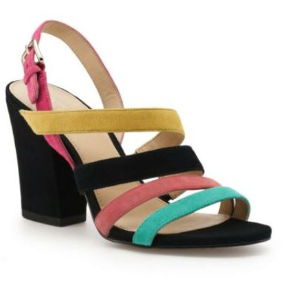 NEW Botkier New York Suede Leather Multicolor/Rainbow Strappy Sandals - Size 10